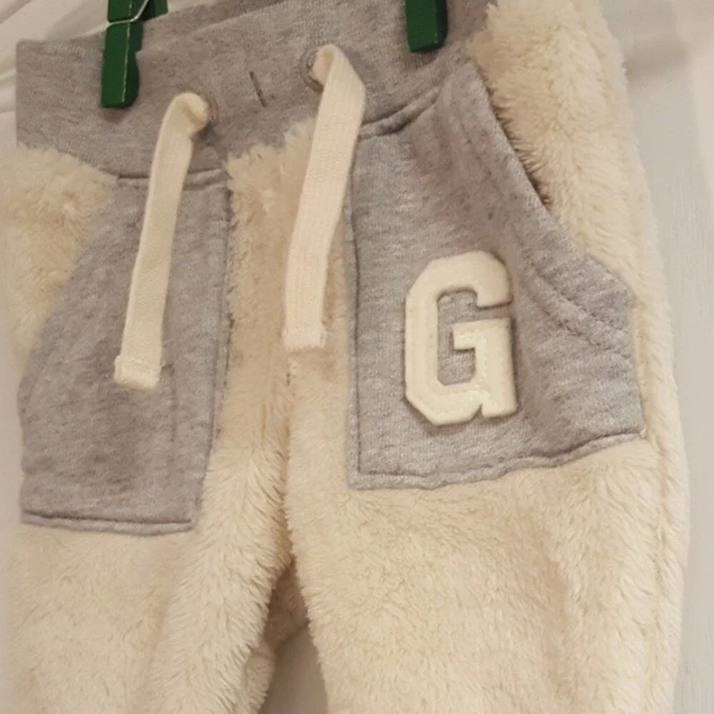 Gray and White Fuzzy Pants Baby GAP